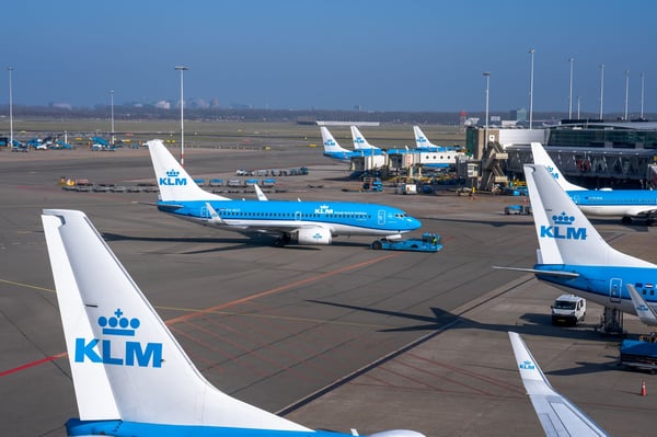 KLM planes at Schiphol Airpot - representing the idea of the Netherlands aviation sector