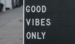 A black message board that shows the phrase, 