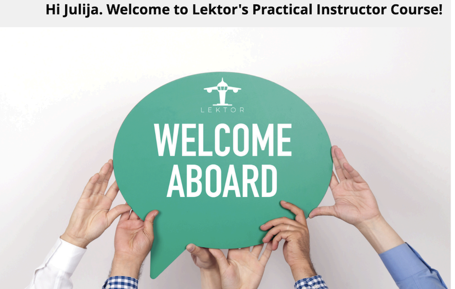 A sign shaped like a speech bubble that says ‘Welcome Aboard’ being held up by several hands. Text above the sign reads: 