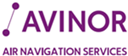 The Avinor logo. This is the company name in purple, capitalised text next to a purple diagonal line connecting two dots. The text underneath reads: "Air navigation services." The Avinor logo. This is the company name in purple, capitalised text next to a purple diagonal line connecting two dots. The text underneath reads: "Air navigation services."